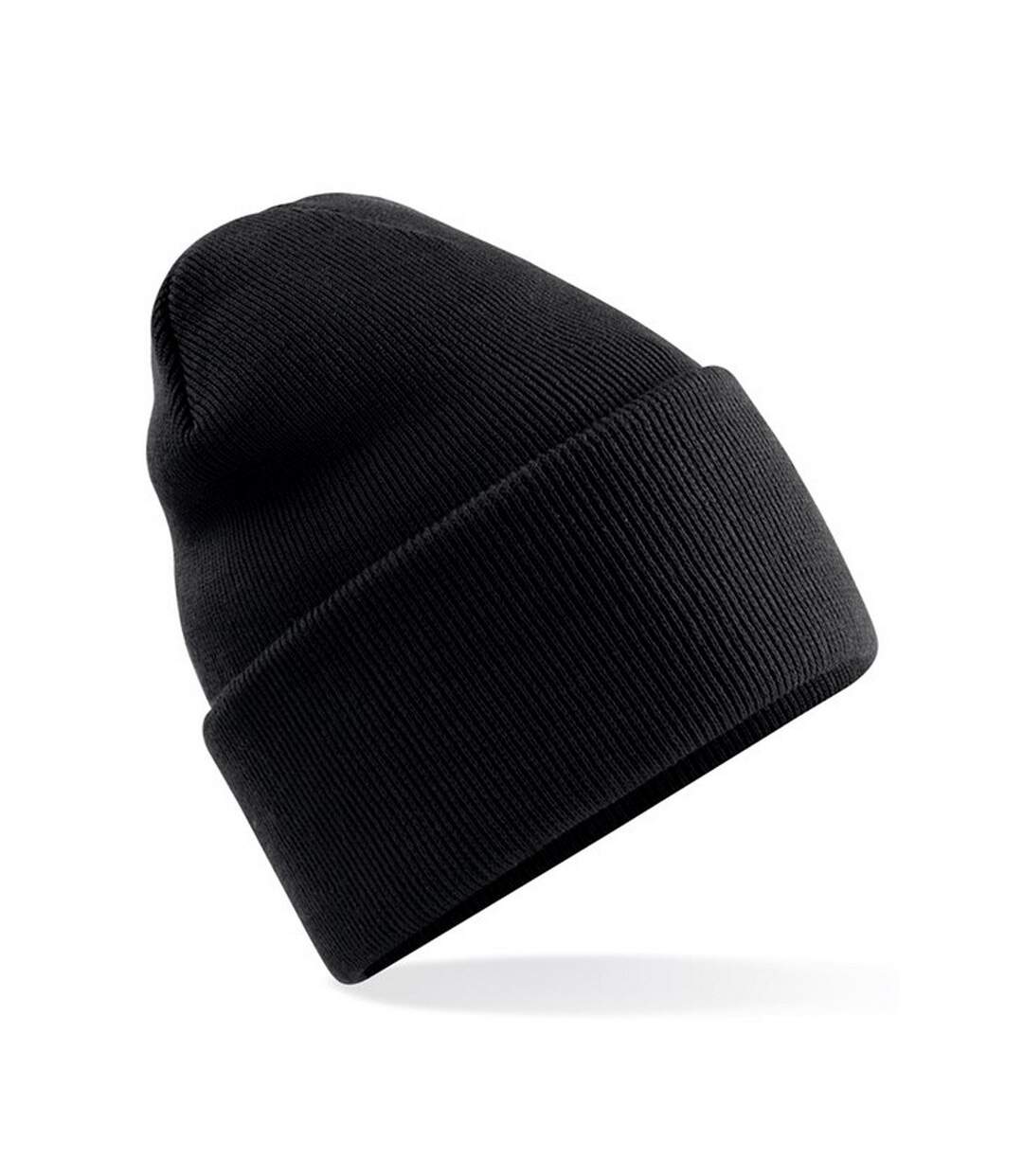 Unisex adult original turned up cuff beanie black Beechfield-1