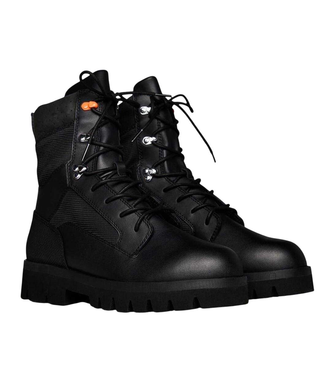 Womens/ladies Leather Combat Boots Black Heron Preston-4
