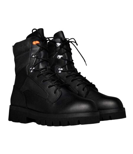 Womens/ladies Leather Combat Boots Black Heron Preston
