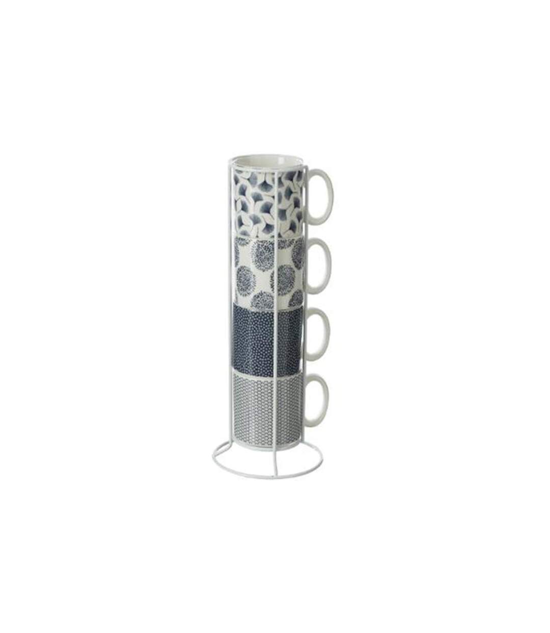 Lot de 4 Mugs & Rack Japan 26cl Blanc-1