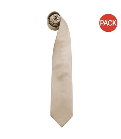 Premier Mens “Colours” Plain Fashion / Business Tie (Pack of 2) (Khaki) (One Size) - UTRW6935