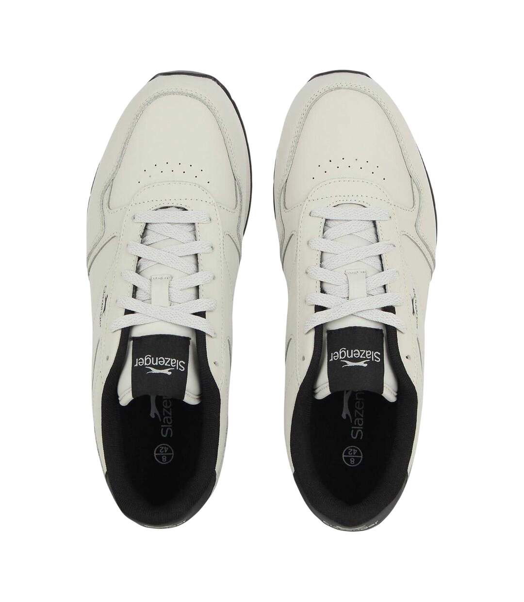 Mens Classic Coated Leather Trainers Chalk Black Slazenger-4