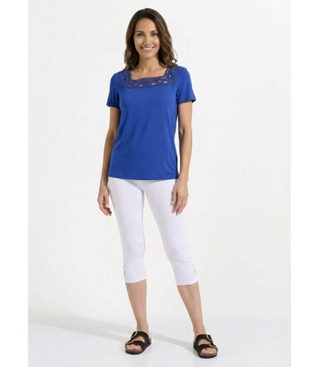 Legging court ceinture élastiqué bas brodés
