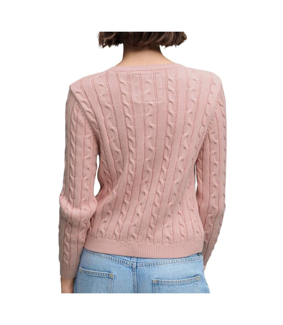 Pull rose femme superdry essentials cable jumper-2