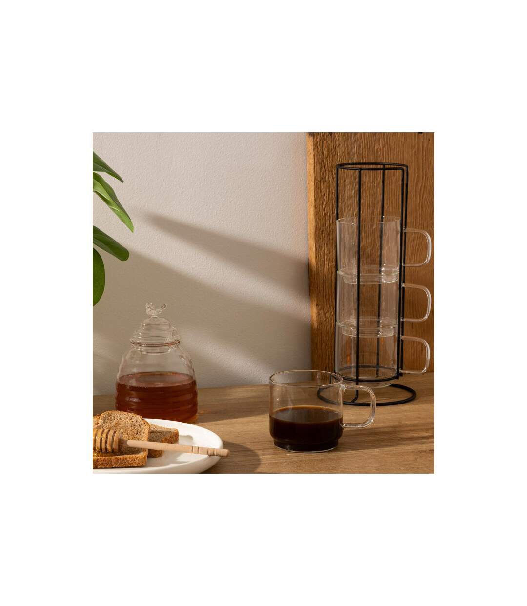 Lot de 4 Mugs sur Rack Mia 30cl Transparent-4