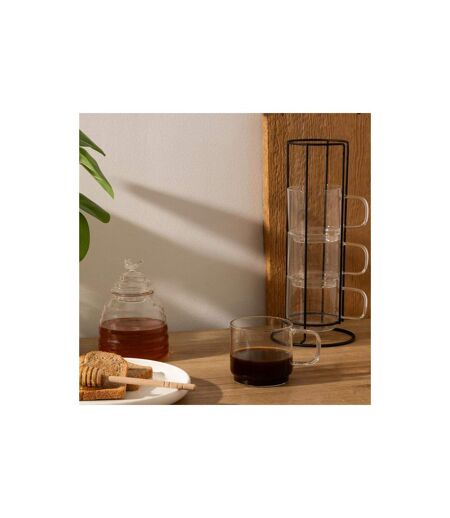 Lot de 4 Mugs sur Rack Mia 30cl Transparent