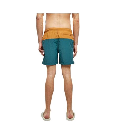 Short De Bain Motif/style Bloc Homme Bleu Sarcelle Caramel Urban Classics