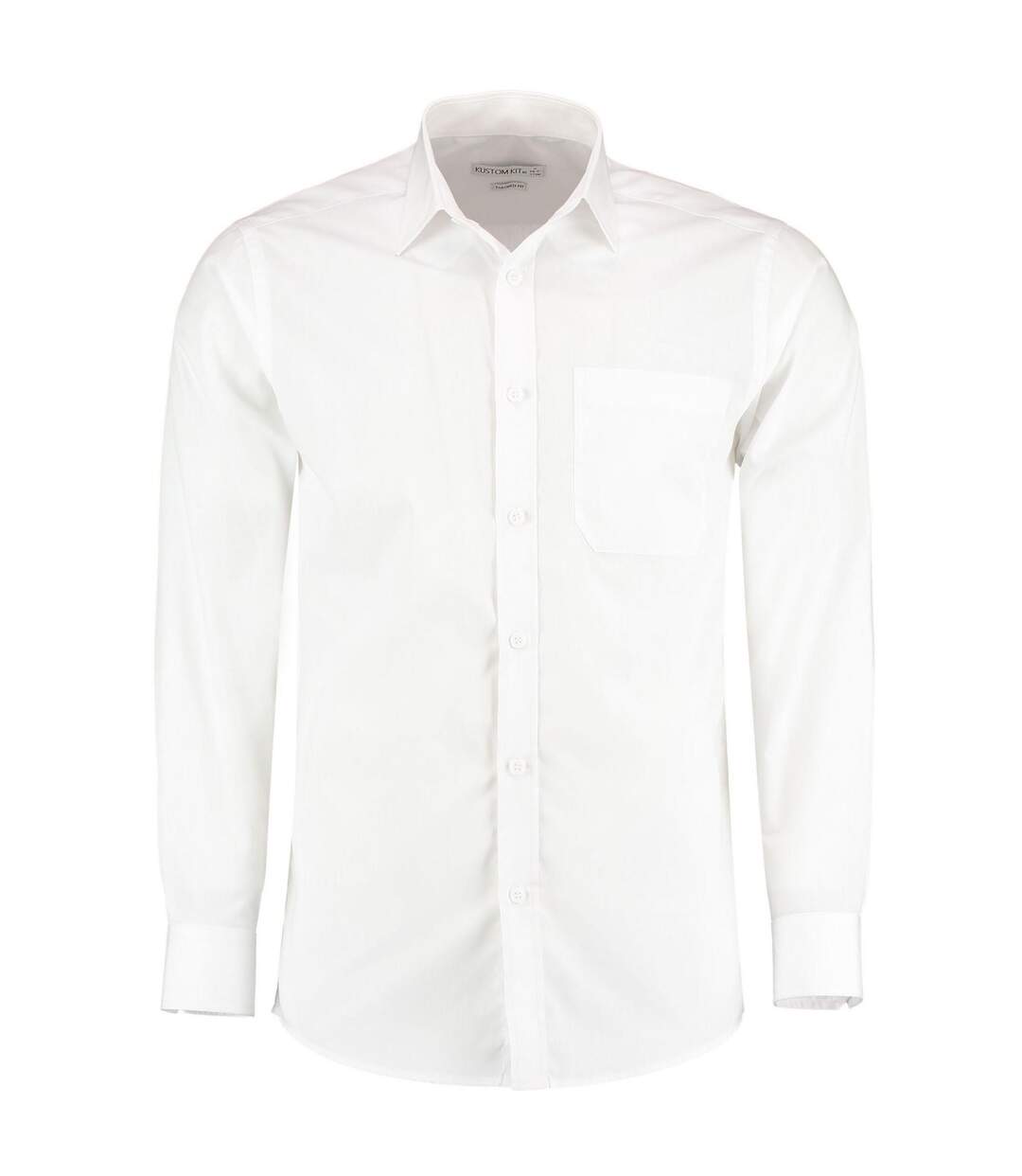 Mens Poplin Tailored Long-sleeve Formal Shirt Blanc Kustom Kit-1