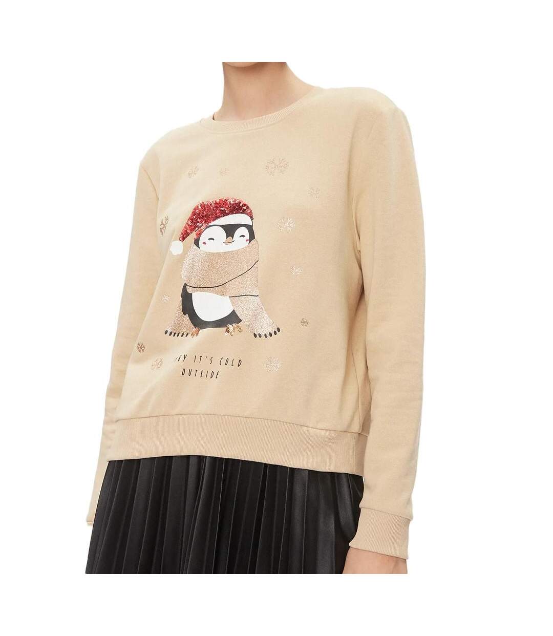 Sweat de noel beige femme only onlyda christmas-1