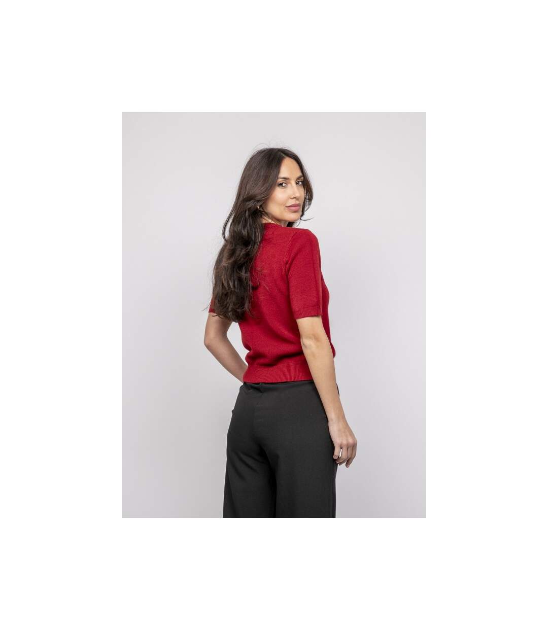 Pull manche courte strass au col KACOOPER - Dona X Lisa-2
