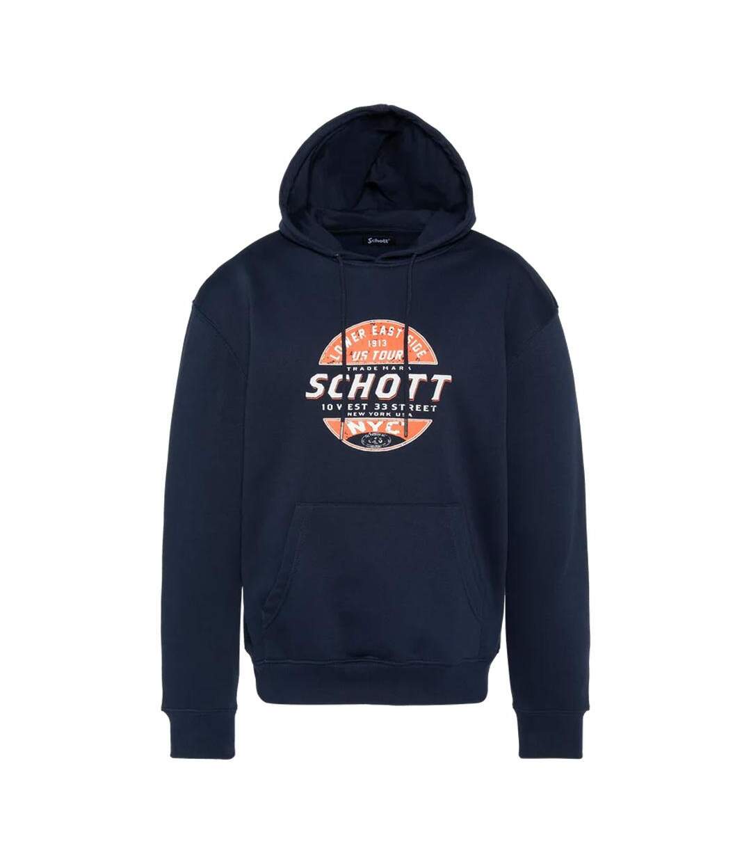 Sweat à capuche marine homme schott swhustour - l-1