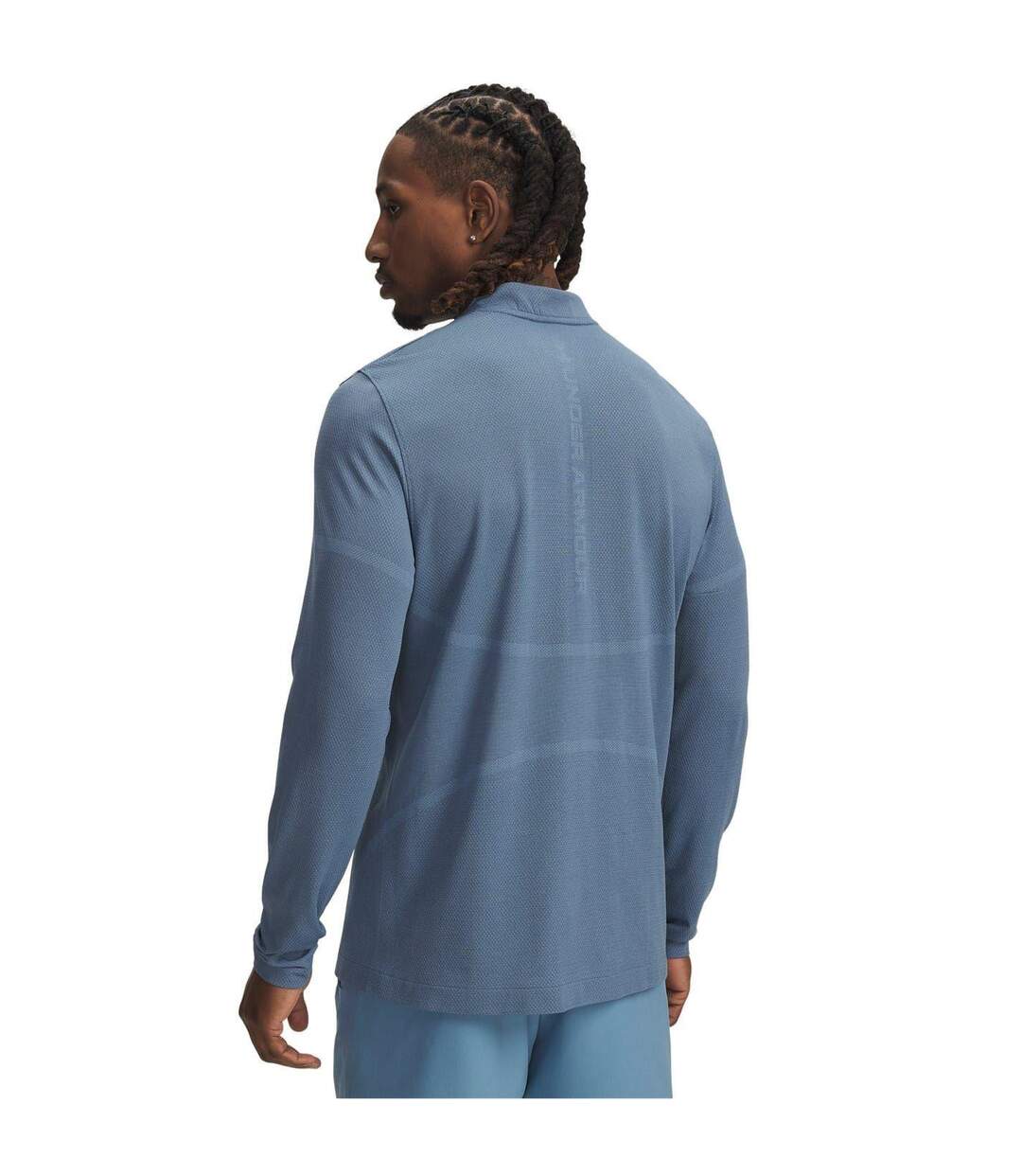 Mens Rush Long-sleeved Technical Top Blue Smoke Under Armour-2