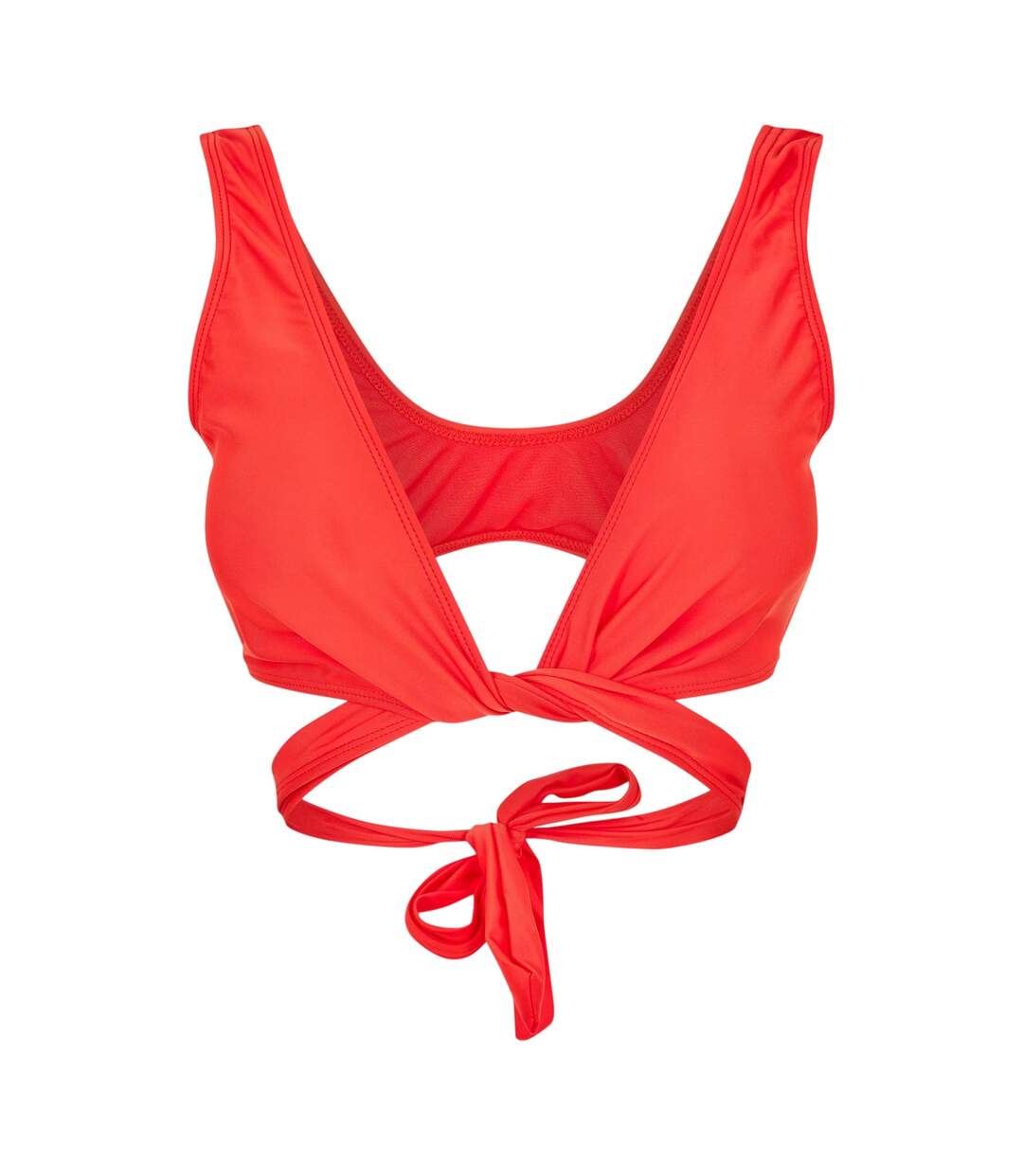 Womens/ladies Wrap Front Bikini Top Red Brave Soul-2