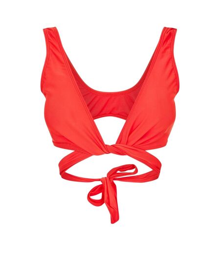 Womens/ladies Wrap Front Bikini Top Red Brave Soul