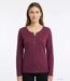 MAYFLOWER NINON4 : Tee-shirt manches longues prune en coton flammé avec patte boutonnée-1