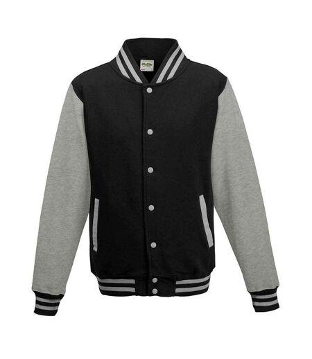 Unisex varsity jacket jet black/heather grey Awdis