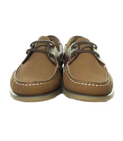 Dek Mens Moccasin Boat Shoes (Brown Nubuck/Leather) - UTDF676