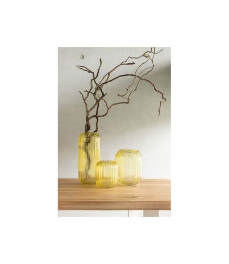 Paris Prix - Vase Design En Verre droit 19cm Jaune
