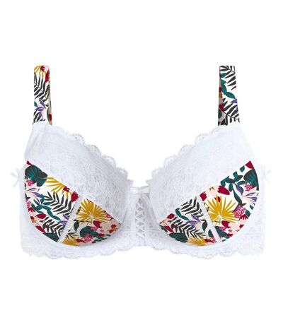 Soutien-gorge grand maintien ivoire/multicolore Elena