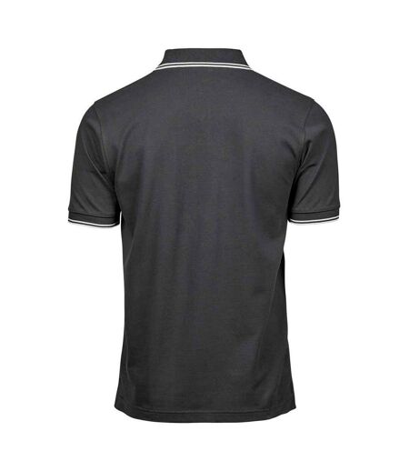 Tee Jays Mens Tipped Stretch Polo Shirt (Dark Grey/White) - UTPC5825