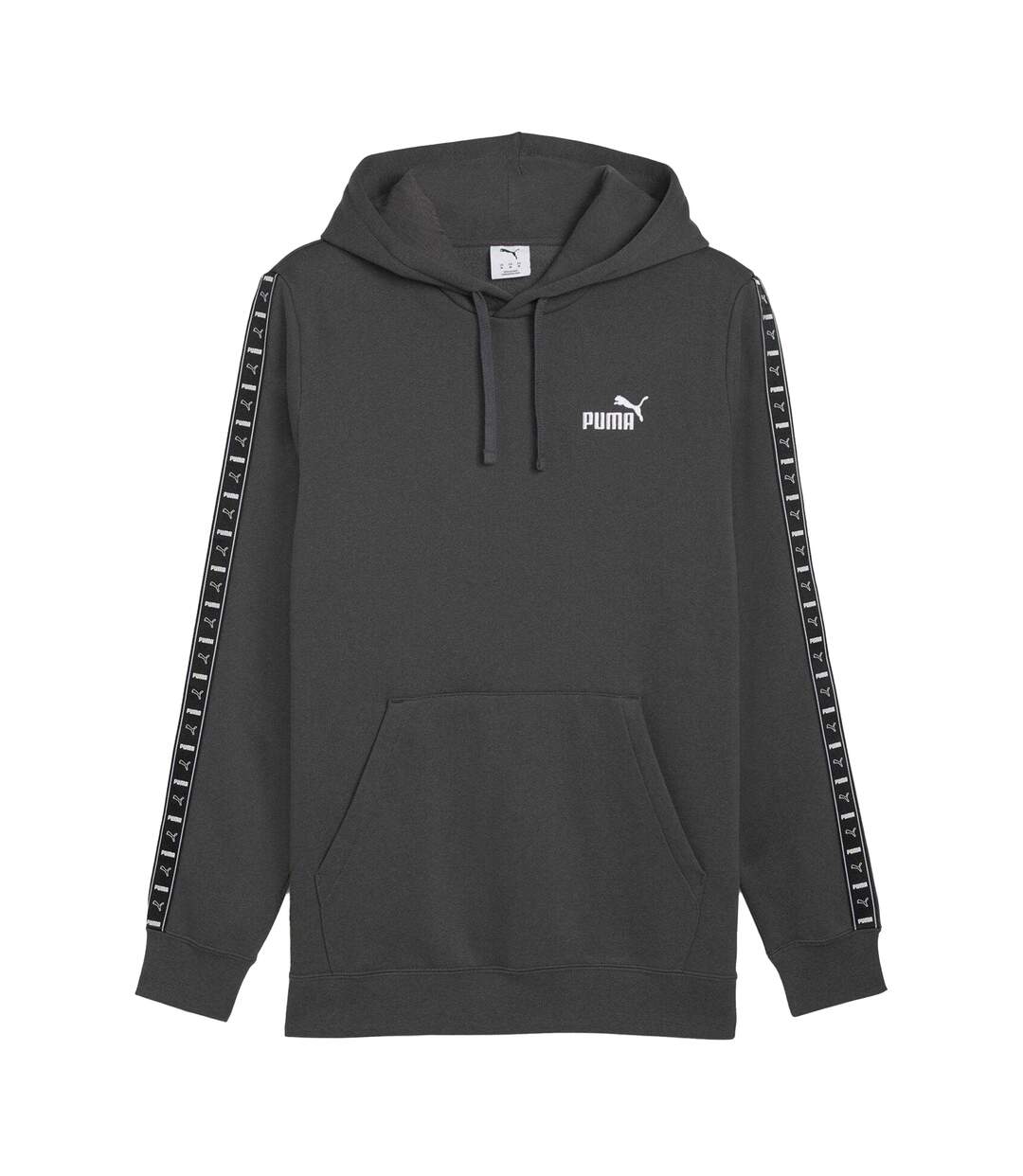 Mens Fleece Branded Tape Hoodie Grey Puma-1
