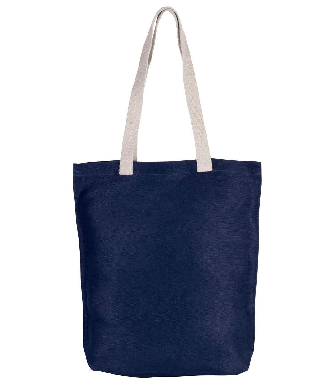 sac shopping en toile de jute - KI0229 - bleu marine-1