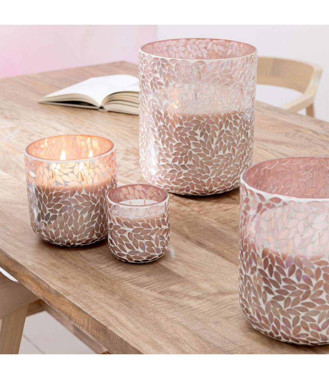 Bougie Parfumée Mosaïque Cyra 15cm Tender Rose-5