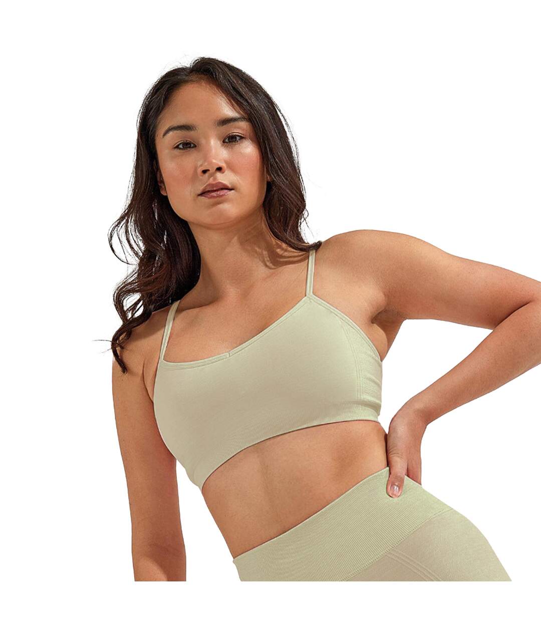 Brassière de sport femme vert de gris TriDri