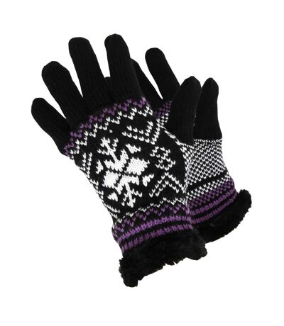RockJock - Gants tricotés pour femmes (Noir / violet) - UTGL592