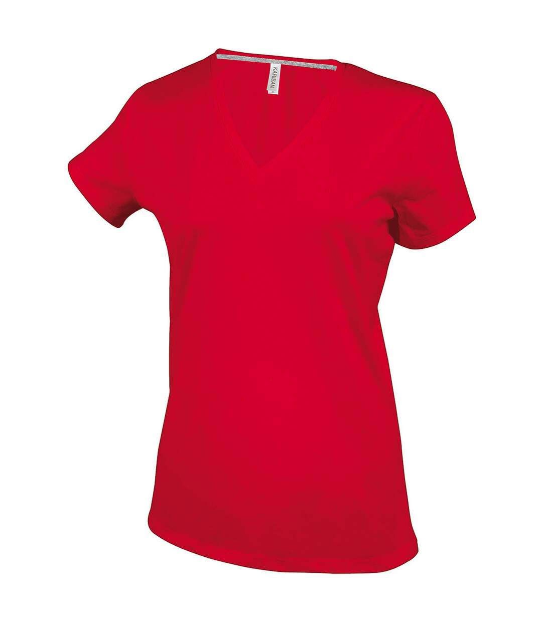 T-shirt à manches courtes et col en v femme rouge Kariban