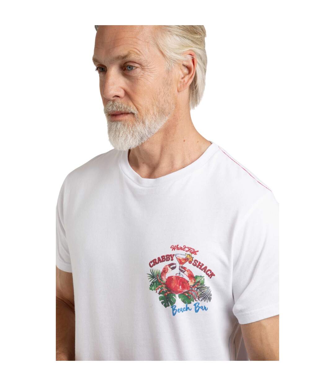 Mens crabby shack back print t-shirt white Weird Fish-3