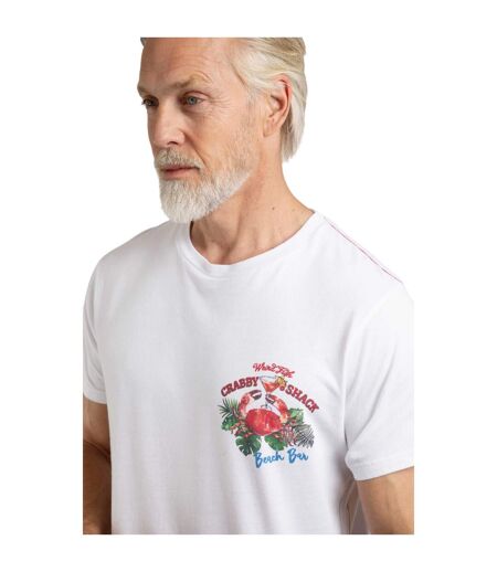 Mens crabby shack back print t-shirt white Weird Fish