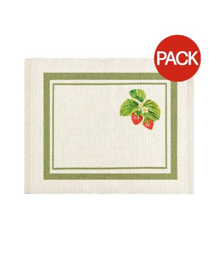 Pack of 4  Strawberry placemat  46cm x 36cm green Evans Lichfield