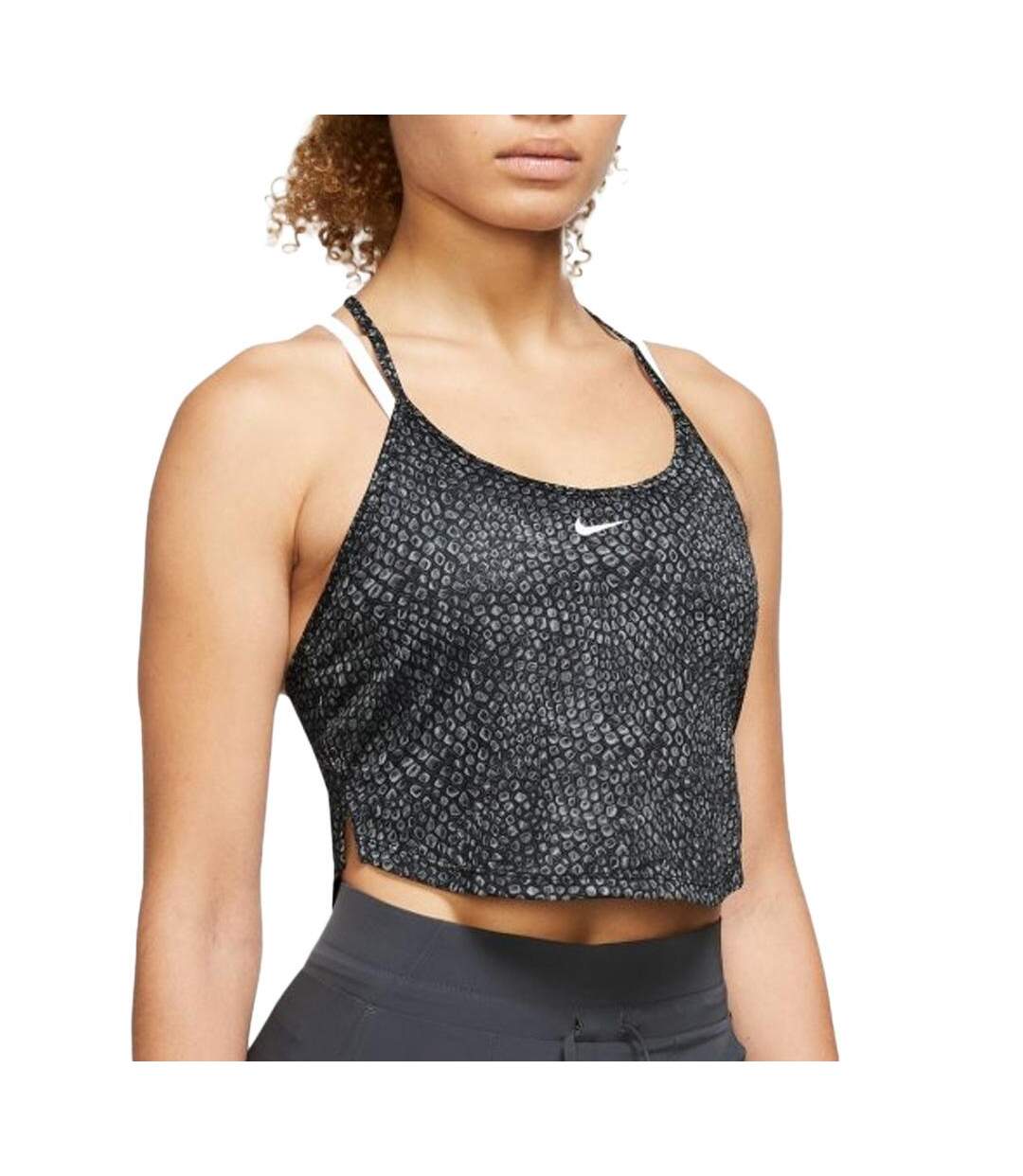 Débardeur court noir  femme nike one tank - l-1