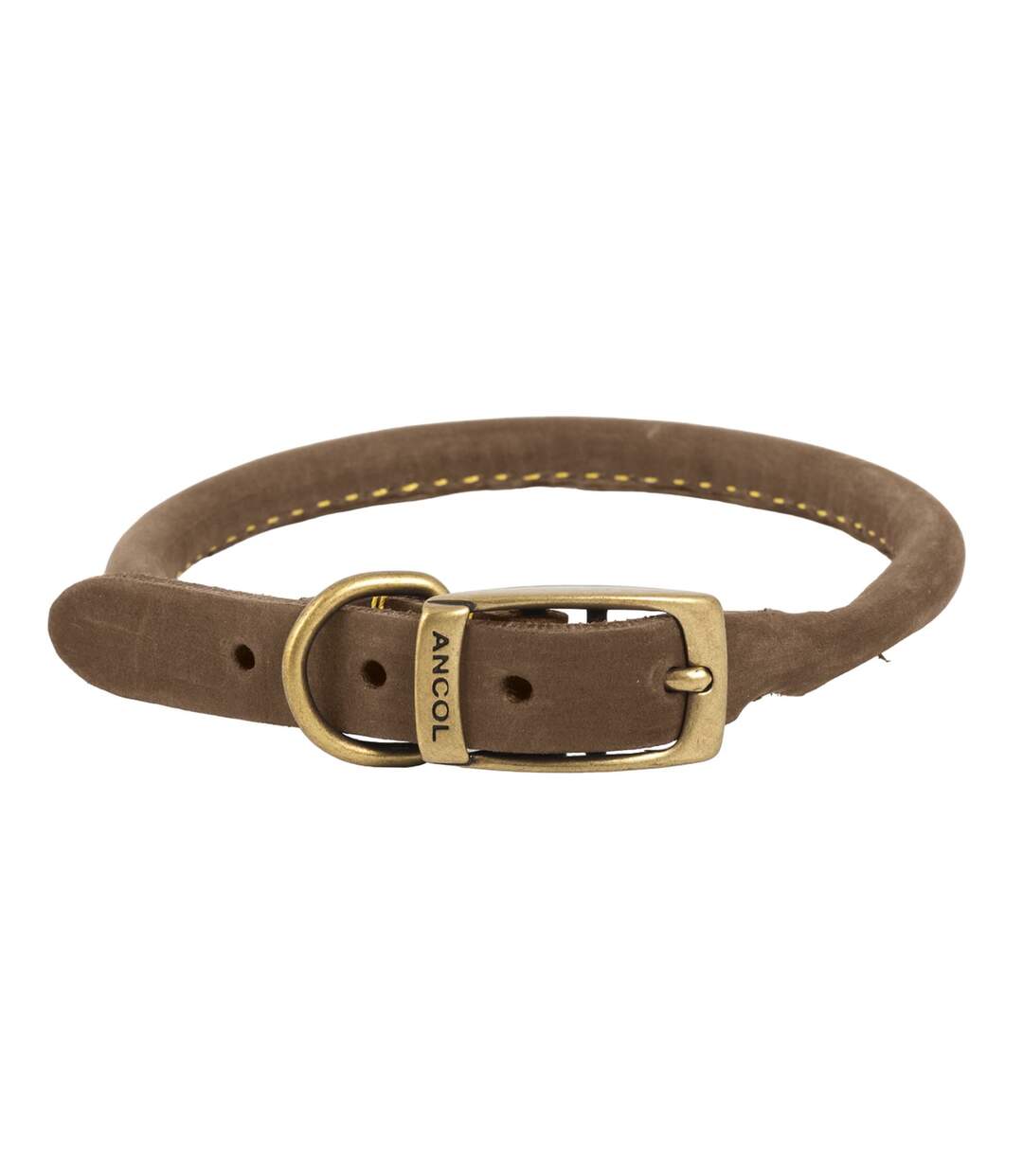 Timberwolf round leather dog collar 3 neckline: 28cm-36cm sable Ancol-1