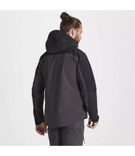 Mens gryffin contrast panel waterproof jacket black/black pepper Craghoppers