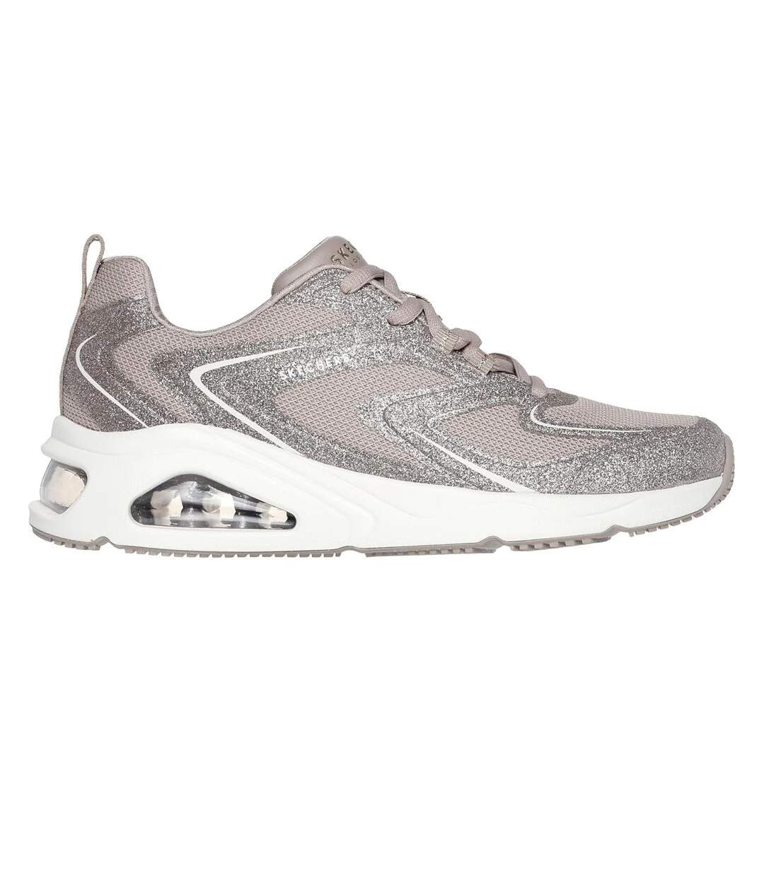 Womens/ladies Tres Air Uno Glitter Trainers Taupe Skechers-3