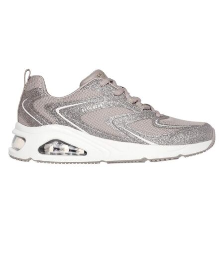 Womens/ladies Tres Air Uno Glitter Trainers Taupe Skechers