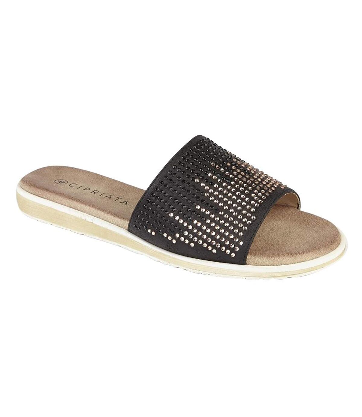 Cipriata Womens/Ladies Diamante Mule Sandals (Black) - UTDF1762