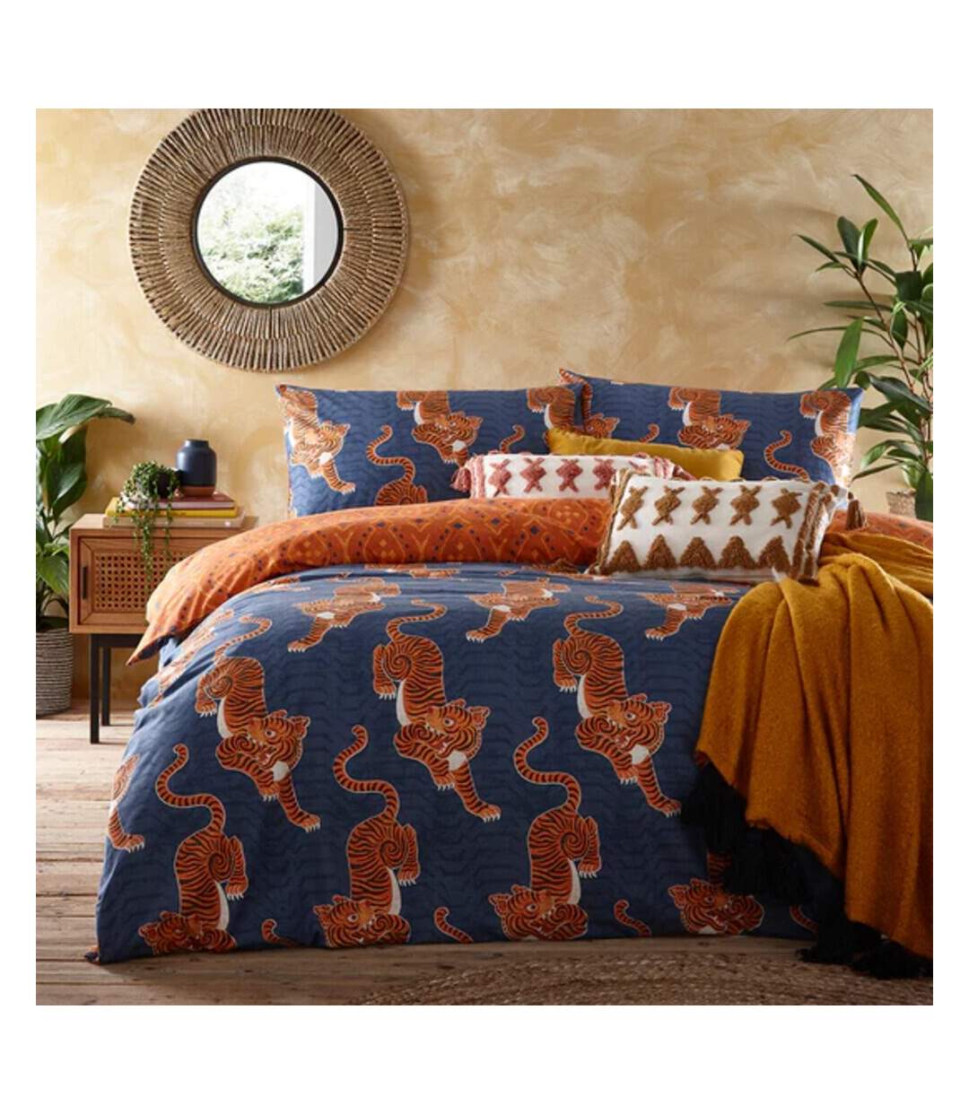 Tibetan tiger duvet cover set blue Furn