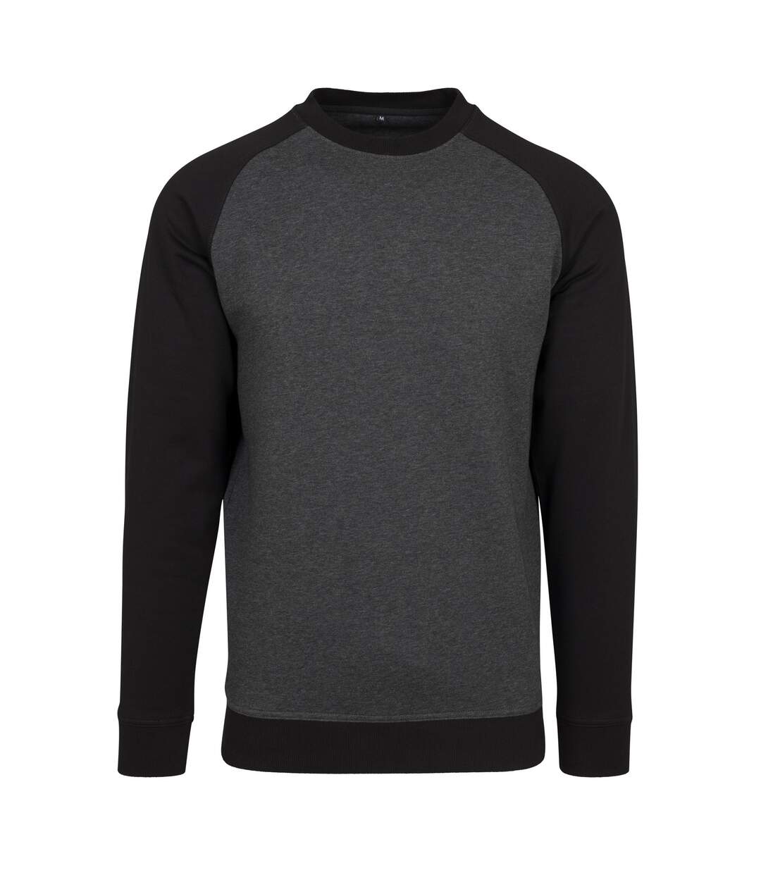 T-shirt Manches Raglan Homme Charbon Noir Chiné Build Your Brand-1
