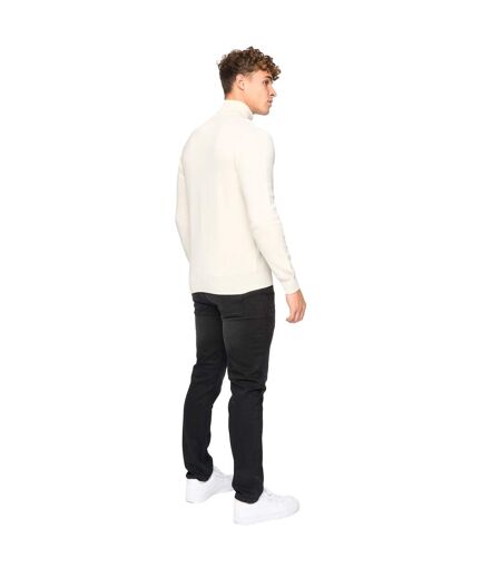 Mens kempsford knitted funnel neck jumper off white Bewley & Ritch