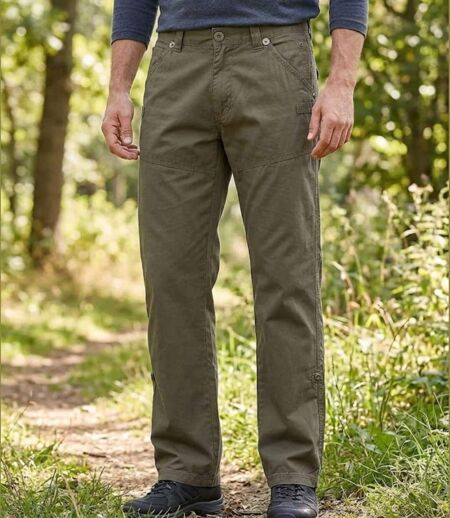 AXXANO AE1150K — Pantalon droit kaki : confort naturel et coupe classique