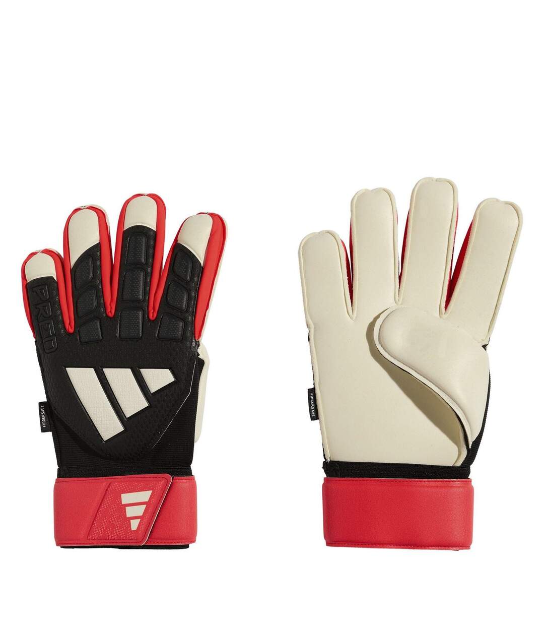 Unisex Adult Predator Match Fingersave Goalkeeper Gloves Black Red White Adidas-1