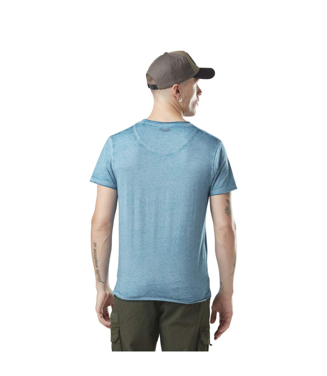T-shirt homme chiné col rond avec print devant Calif Vondutch-3