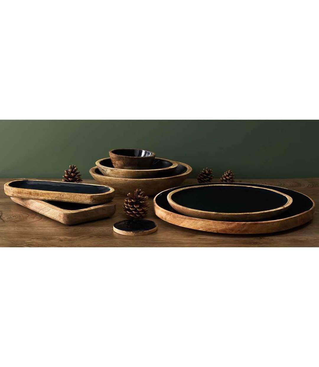 Dessous d'Assiette en Bois Black Forest 35cm Noir-3