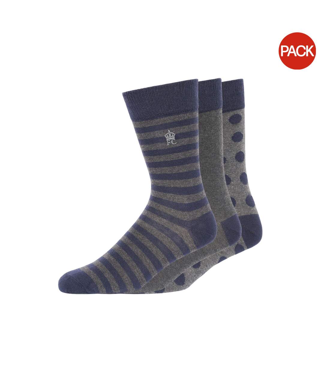 Chaussettes adulte bleu mer / charbon French Connection-1