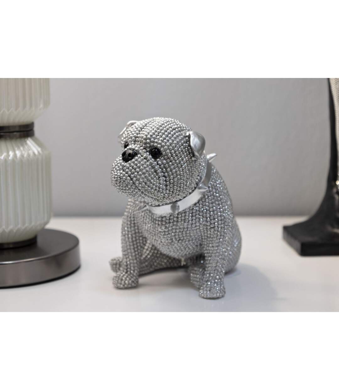 Statuette Déco Bulldog Sparky 17cm Argent-5