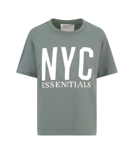 T-shirt Motif/style Imprimé Graphique Newyork Femme Vert De Gris Clair Blank Essentials