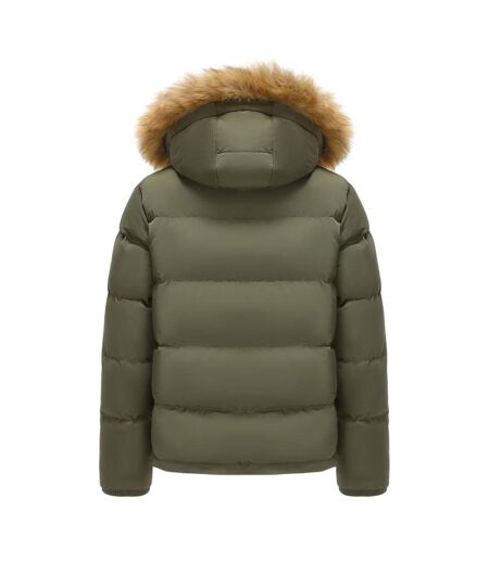 Mens Bubble Recycled Polyester Puffer Jacket Khaki Green SoulCal